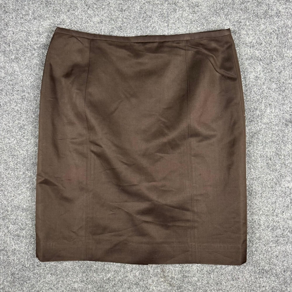 Eccoci Skirt Womens Size 12 Brown Wool Silk Blend Pencil Professional Career